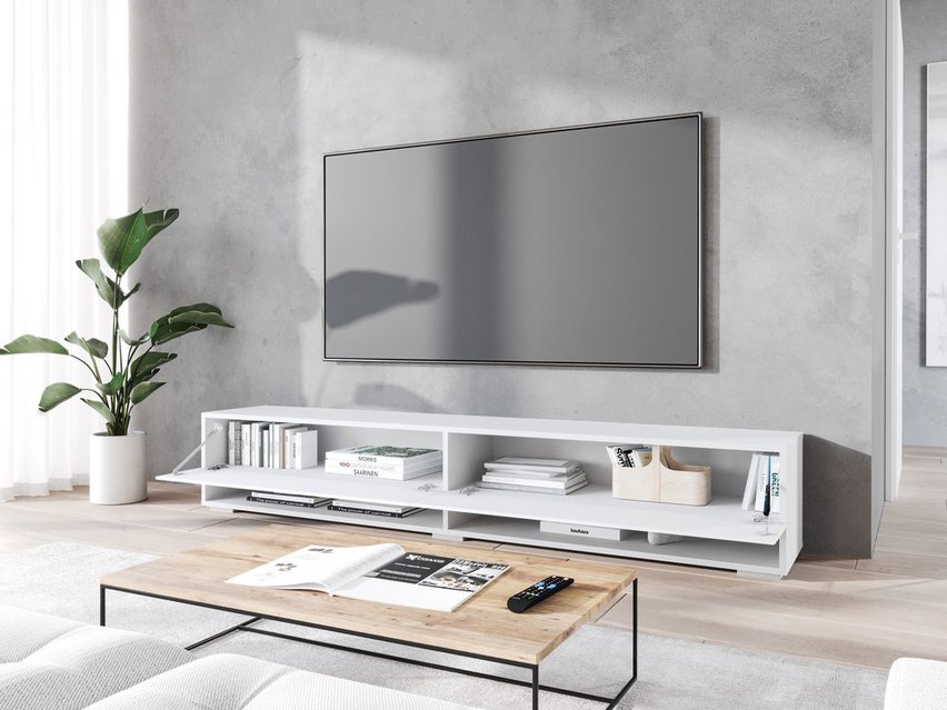 Wander TV cabinet 180 cm white with a wavy front