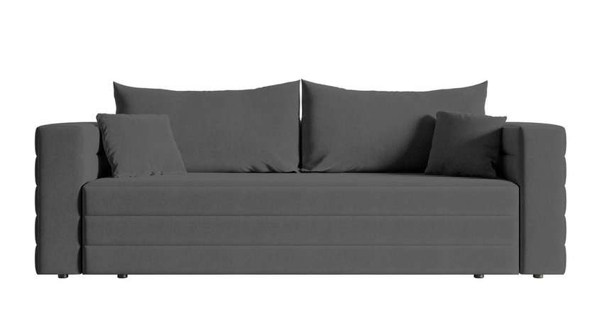 Three-seater sofa Lilla Amon 11 with a container in hydrophobic velor fabric, black legs