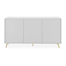 Bello chest of drawers with lamella fronts, 154 cm, white, with gold legs