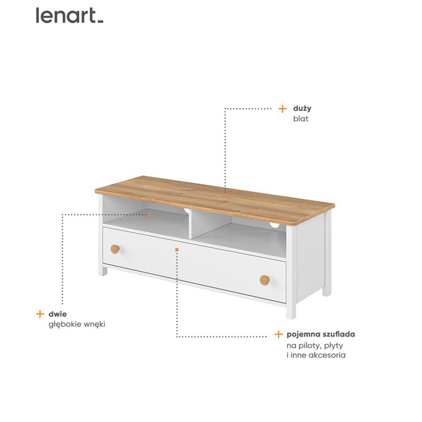 Azmidi TV cabinet 120 cm white - nash oak