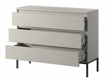 Bemmi three-drawer chest of drawers, beige with black legs