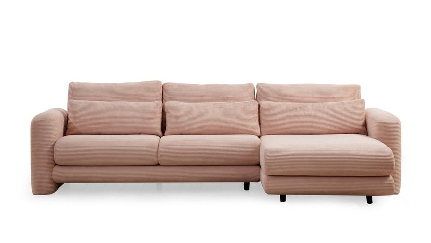 Bellines L-shaped right-hand corner sofa light pink corduroy