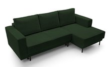 Rodario mini dark green corner sofa with sleeping function with right-hand corduroy container