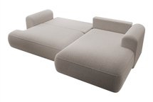 Ovo L-shaped corner sofa with sleeping function with a boucle container