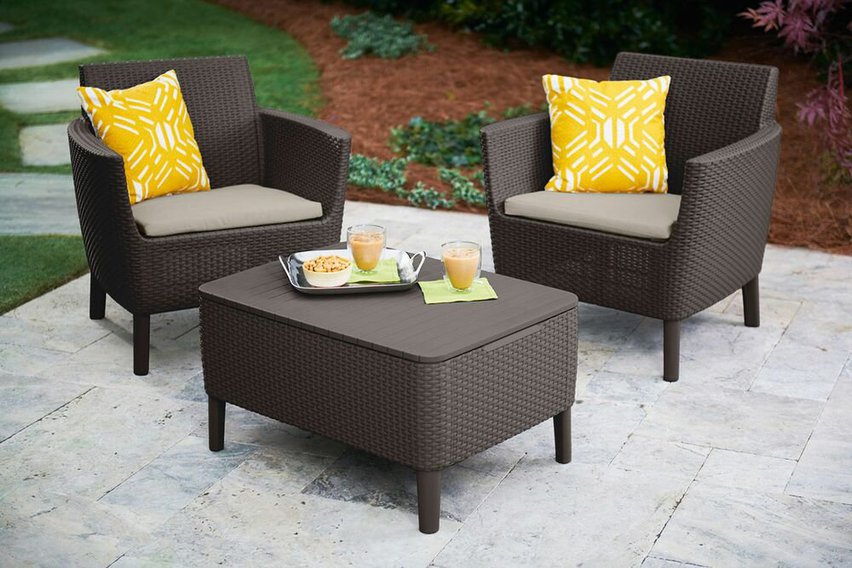 Salemo Keter garden set, five-seater table with storage, dark brown