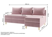 Corner sofa with sleeping function Suspla L-shaped with container universal Kronos 45 velour