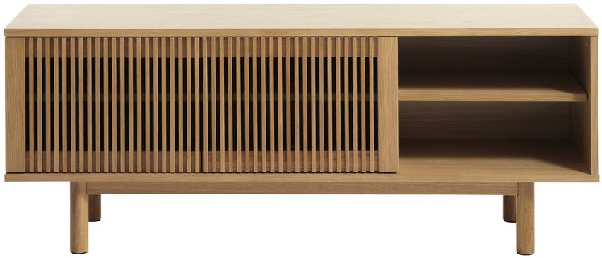 Bruzel TV cabinet 143 cm two-door lamellas natural oak