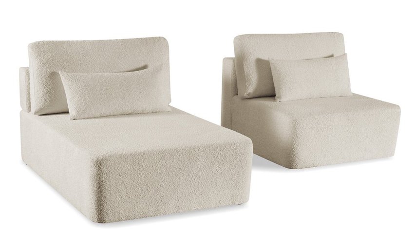 Corner sofa with sleeping function Moduliano L-shaped with container universal beige boucle