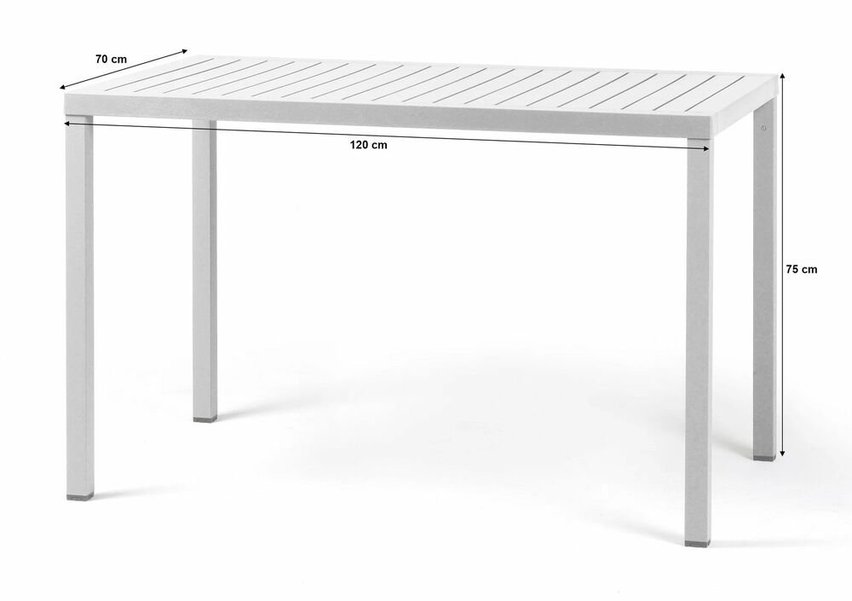 Cube Nardi garden table 120x70 cm made of certified white material