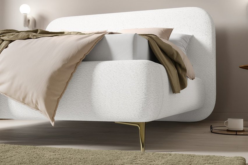 Upholstered bed 160x200 cm Monno Abriamo 04 metal frame boucle legs gold