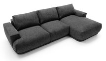 Divo L-shaped corner sofa with sleeping function with a container, graphite, hydrophobic braid, right-hand