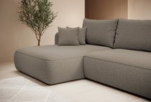 Foggi Melody 12 L-shaped corner sofa with sleeping function with left-hand chenille container