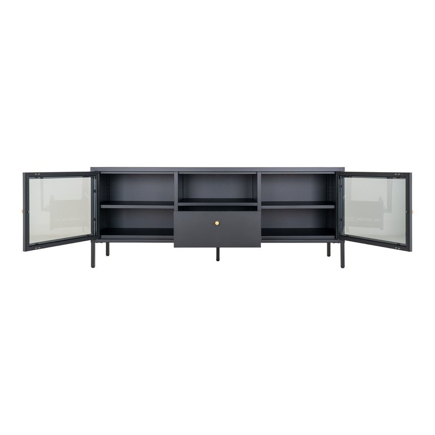 Gubees TV cabinet on legs with drawer, black