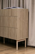 Nolie single-door chest of drawers with three drawers, 140 cm, Oiled Oak