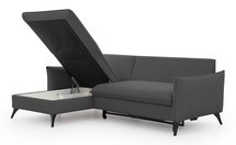 Corner sofa with sleeping function Cambiano L-shaped with storage dark gray in easy-clean fabric left-hand side