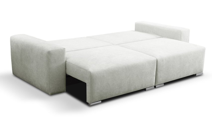 Dekira Aragon 01 three-seater sofa with storage in hydrophobic fabric, braided legs, silver