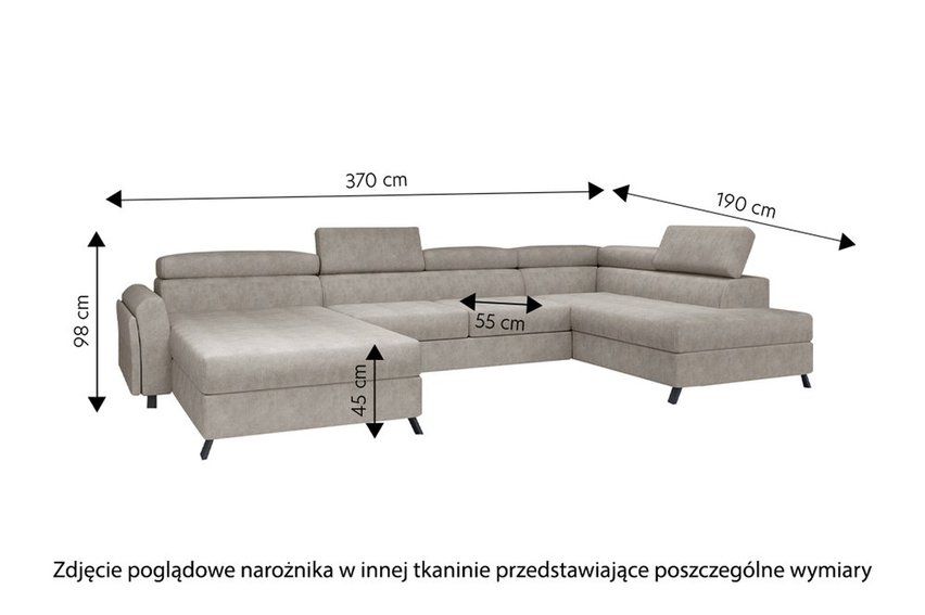 Corner sofa with sleeping function Matoaka (Fabric: Grande 81, Side: Right)