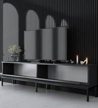 Ferrostis TV cabinet on black metal legs, graphite