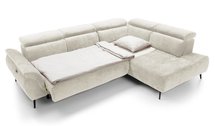 Corner sofa with sleeping function Mamutio L-shaped with side section Aphrodite 01 chenille right side