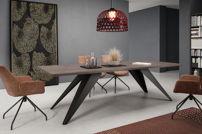 Scalize extendable table 140/200 cm Sherman oak with black steel frame