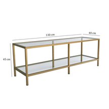 Bassoca glass TV cabinet with gold frame 130 cm