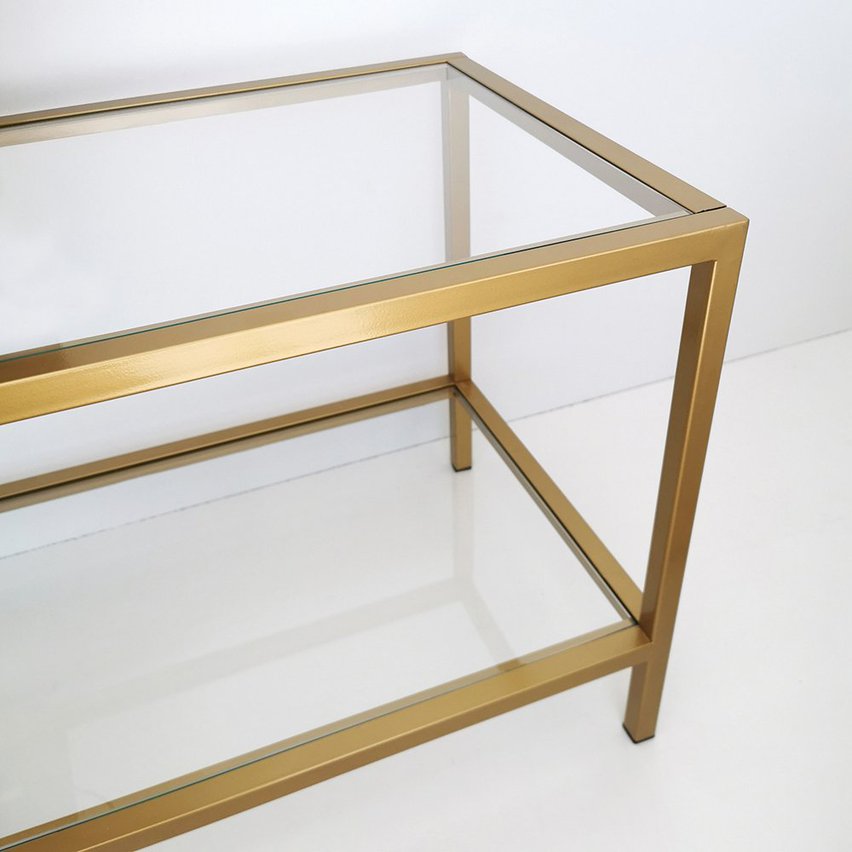 Bassoca glass TV cabinet with gold frame 130 cm