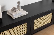 Crattale TV cabinet 180 cm with rattan front, black