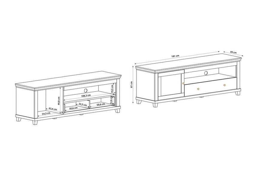 Euglia TV cabinet 181 cm Abisko ash with Lefkas oak top (Lighting: No)