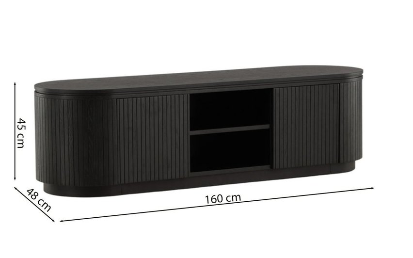 TV cabinet Vulnutter 160 cm black oak/slats