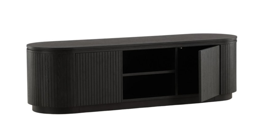 TV cabinet Vulnutter 160 cm black oak/slats