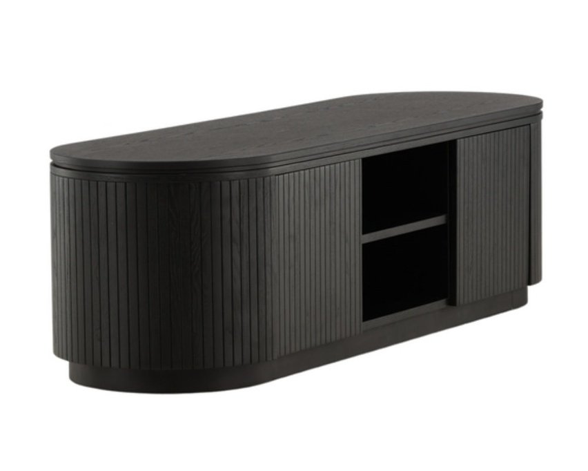 TV cabinet Vulnutter 160 cm black oak/slats
