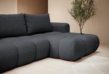 Ombo Storm 99 L-shaped corner sofa with sleeping function with a container in easy-to-clean braided fabric, right-hand side