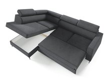 Corner sofa with sleeping function Vero L-shaped with container Neve 97 braided left-hand side