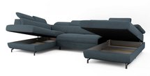 Corner sofa with sleeping function Lambo U-shaped Castel 79 with container, black legs, left-hand side