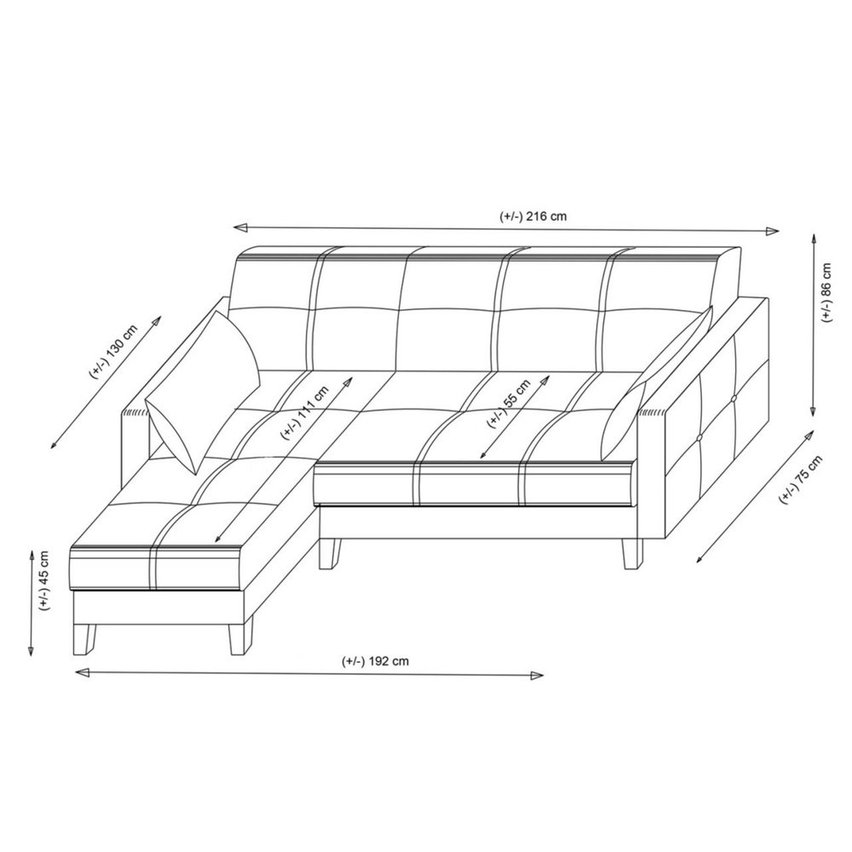 Corner sofa with sleeping function Desizes L-shaped right-hand side gray