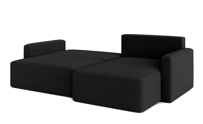 Haldi L-shaped corner sofa with sleeping function with Melody 15 boucle universal container