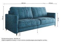 Pasito three-seater sofa bed with storage Vogue 01 velour