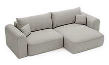 Sollano L-shaped corner sofa with sleeping function with container, universal, light gray chenille, easy to clean