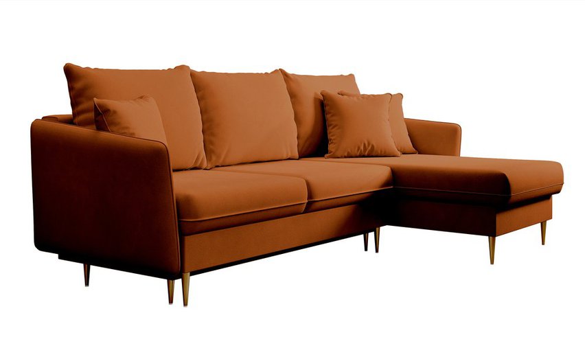 Three-seater corner sofa with sleeping function Volio Magic Velvet 2286 hydrophobic velvet universal golden legs