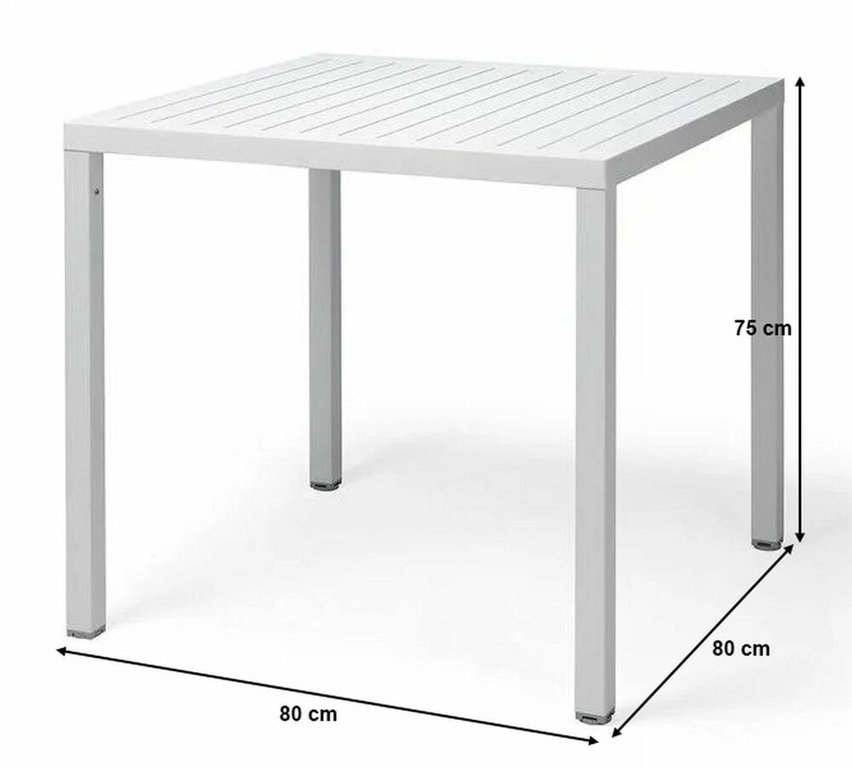 Cube Nardi square garden table, 80 cm, made of certified white material