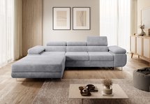 Ganta L-shaped corner sofa with sleeping function and Poso 55 container, left-hand corduroy