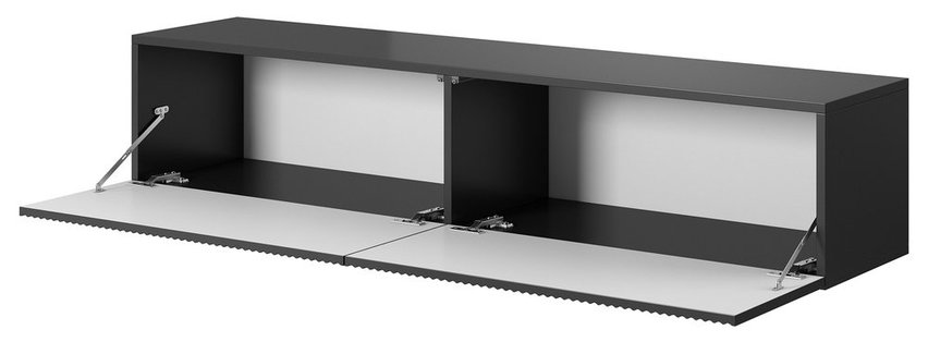 Veldio TV cabinet, 140 cm, black, with a milled front