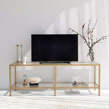 Bassoca glass TV cabinet with gold frame 130 cm