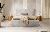 Upholstered bed 160/200 cm Farese dark beige Poso 02 with container and gas actuator corduroy