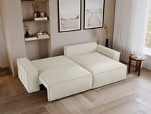 Brylio L-shaped corner sofa with sleeping function with storage, universal cream plush