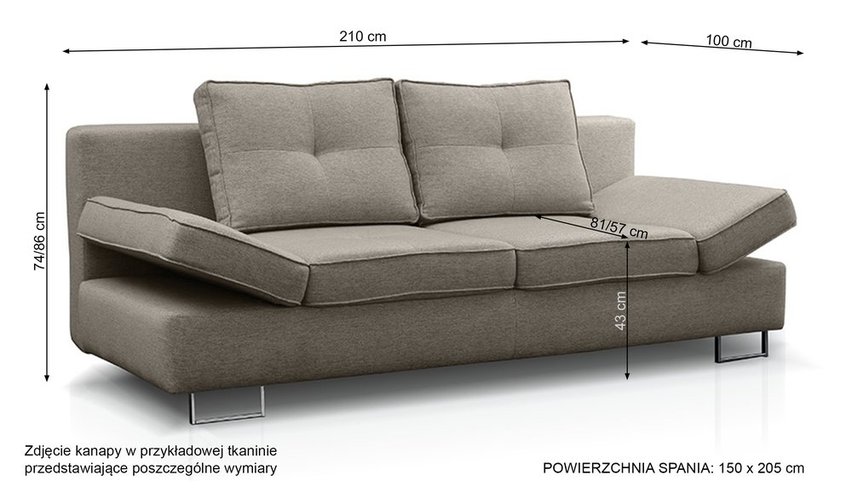 Villare three-seater sofa bed (Fabric: Zetta 296)