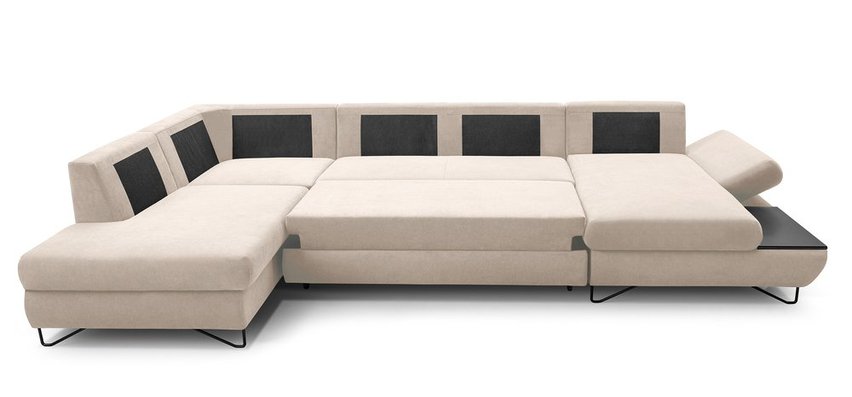 Lazaro U-shaped corner sofa bed with storage (Fabric: Salvador 01, Side: Right)