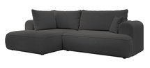 Ovo II L-shaped corner sofa with sleeping function Abriamo 08 with side panel and left-sided boucle container