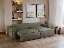 Brylio L-shaped corner sofa with sleeping function with storage, universal, khaki plush