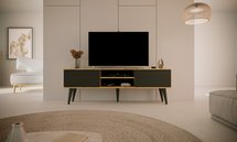 Damally TV cabinet 160 cm artisan oak/black with black legs